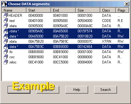 Multi-select segment dialog example