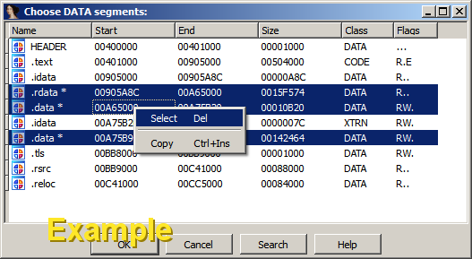 Multi-select QT segment dialog example